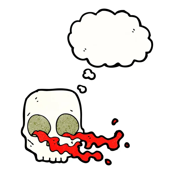 思考バブルを持つ漫画の総頭蓋骨 — ストックベクタ