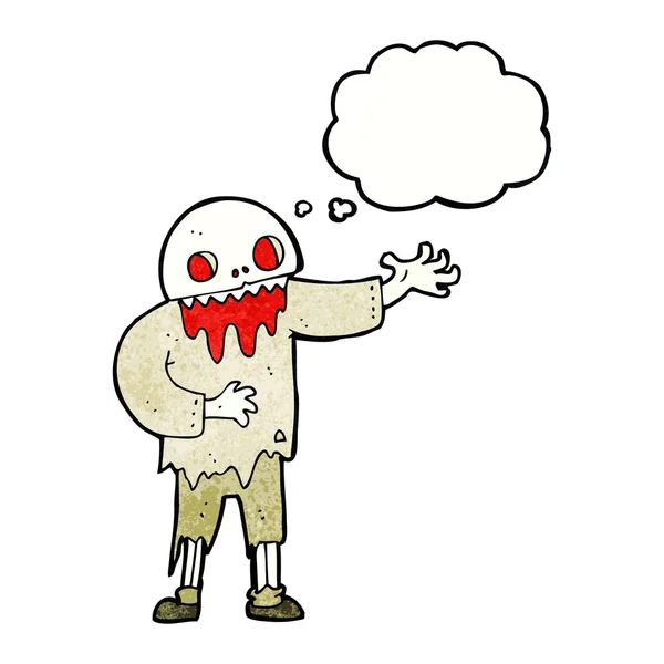 Zombie effrayant dessin animé avec bulle de pensée — Image vectorielle