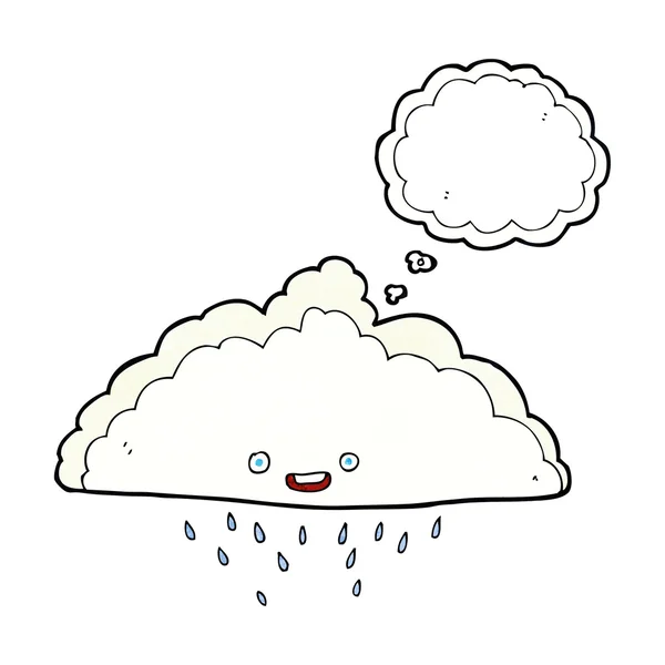 Nube de lluvia de dibujos animados con burbuja de pensamiento — Vector de stock