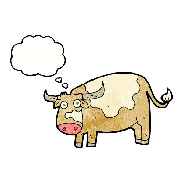 Vaca de dibujos animados con burbuja de pensamiento — Vector de stock