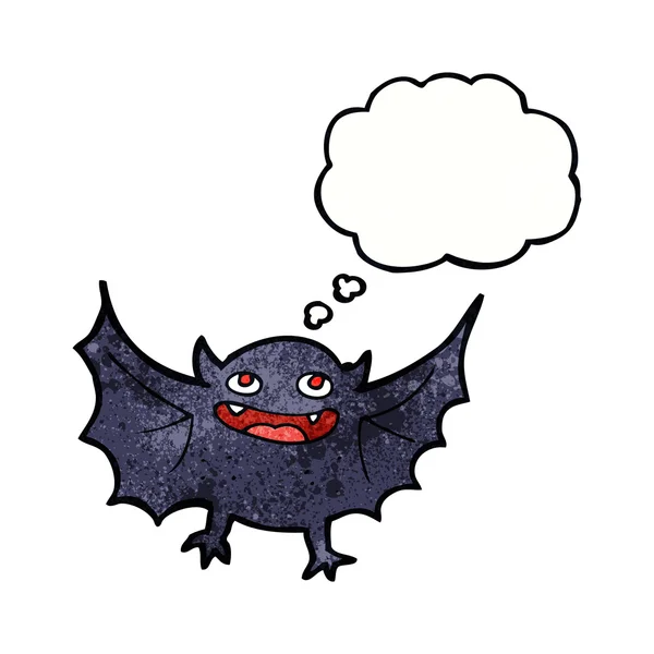 Murciélago vampiro de dibujos animados con burbuja de pensamiento — Vector de stock