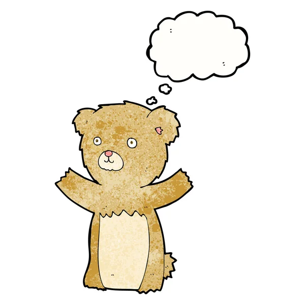 Urso de pelúcia dos desenhos animados com bolha de pensamento — Vetor de Stock