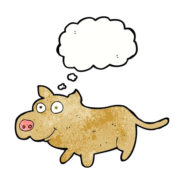 Karikatur glücklicher kleiner Hund mit Gedankenblase — Stockvektor