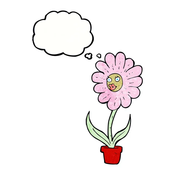 Cartoon Blume mit Gedankenblase — Stockvektor