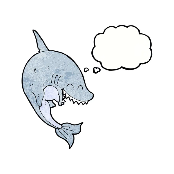 Tubarão dos desenhos animados com bolha de pensamento —  Vetores de Stock