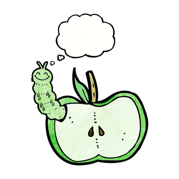 Cartoon-Apfel mit Käfer — Stockvektor