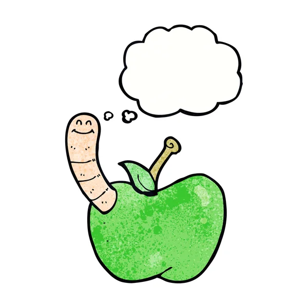 Cartoon-Apfel mit Wurm — Stockvektor