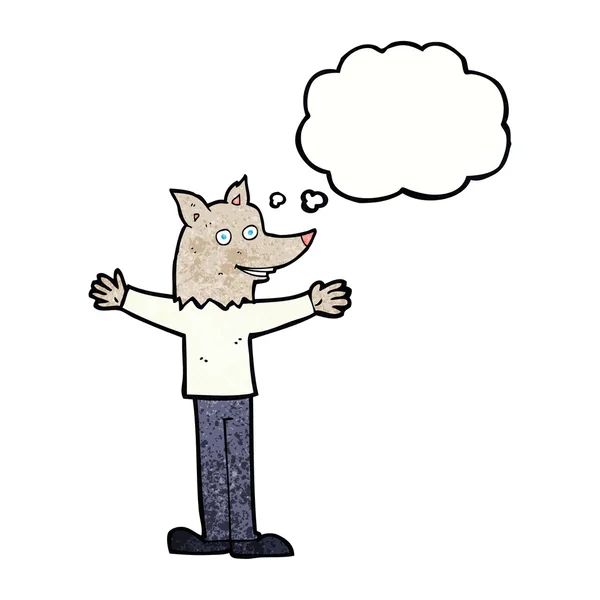 Hombre lobo de dibujos animados con burbuja de pensamiento — Archivo Imágenes Vectoriales