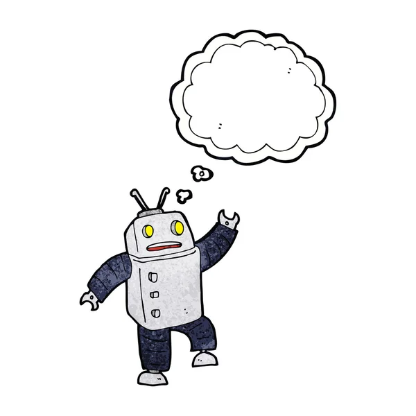 Robot del fumetto con la bolla di pensiero — Vettoriale Stock