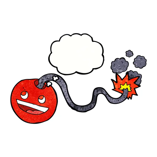 Kreslený hořící bombu s myšlenkou bublina — Stockový vektor
