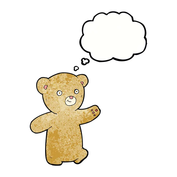 Cartoon teddy bear with thought bubble — Stock Vector