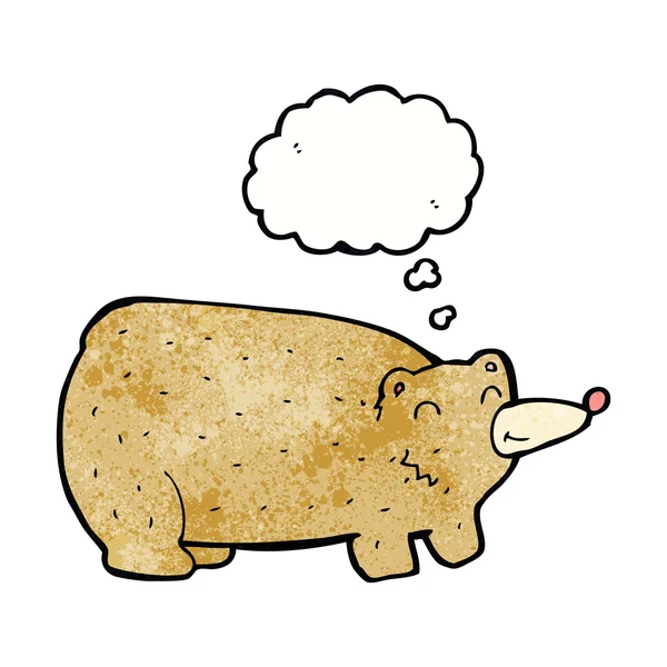 Divertente orso cartone animato con bolla di pensiero — Vettoriale Stock