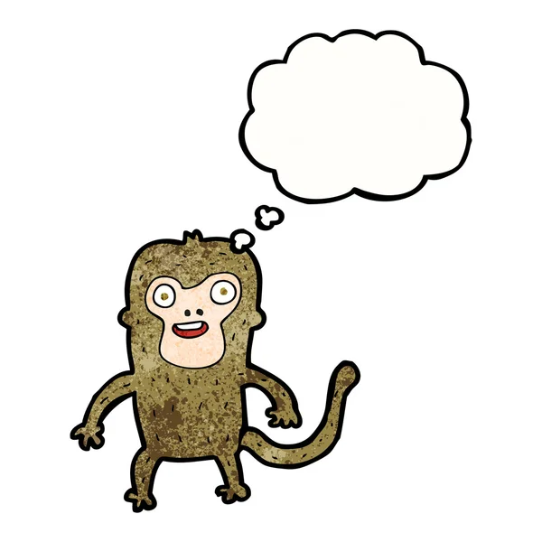 Monyet kartun dengan pikiran gelembung - Stok Vektor