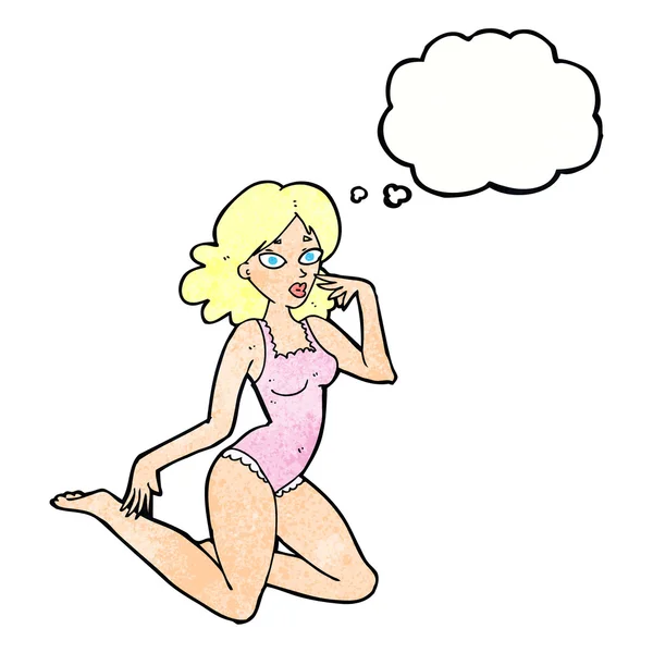 Cartoon kvinna i underkläder — Stock vektor