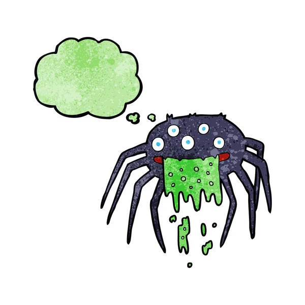 Karikatura hrubý halloween pavouk s myšlenkovou bublinou — Stockový vektor