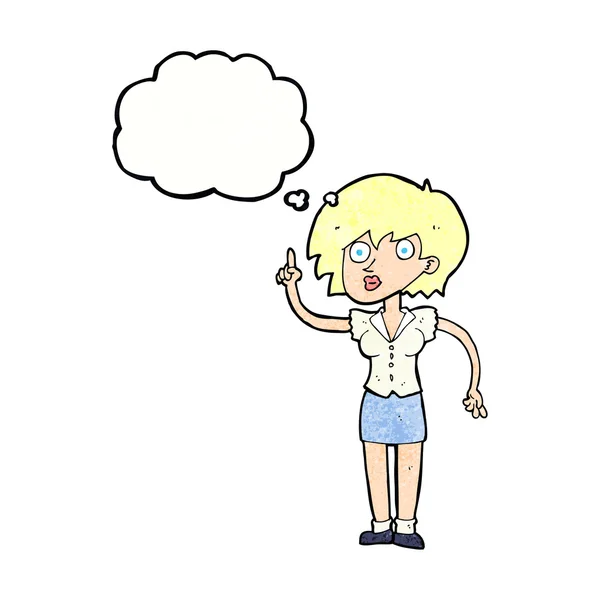 Kreslené hezká dívka naklápění hlavy s myšlenkovou bublinou — Stockový vektor