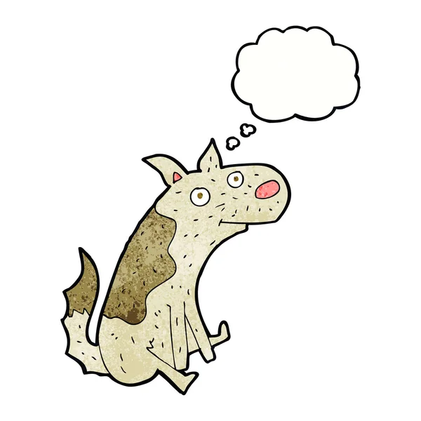 Cartoon zittende hond met gedachte zeepbel — Stockvector