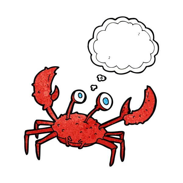 Crabe dessin animé avec bulle de pensée — Image vectorielle