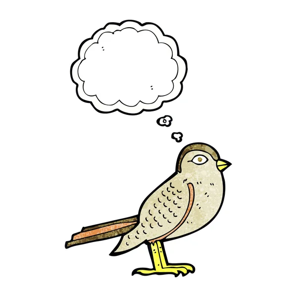 Dibujos animados jardín pájaro con burbuja de pensamiento — Vector de stock