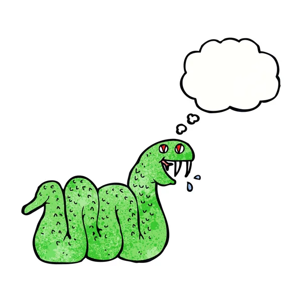 Zeichentrickschlange mit Gedankenblase — Stockvektor