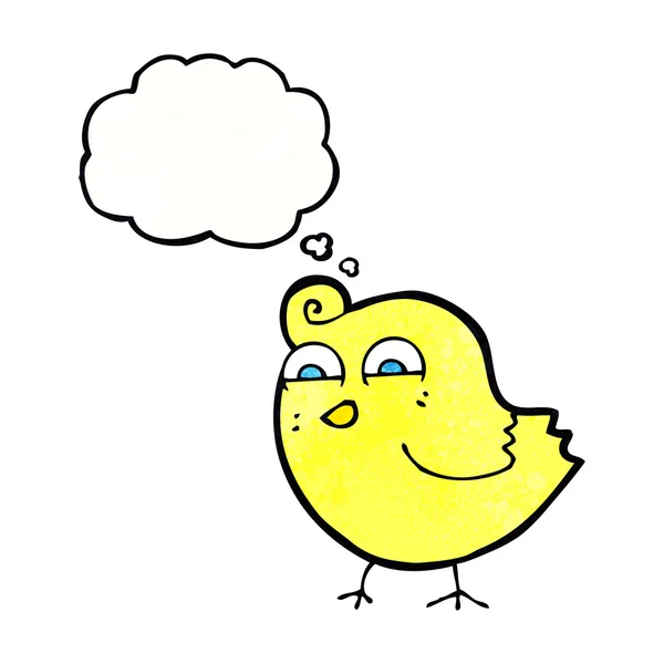 Desenho animado pássaro engraçado com bolha de pensamento — Vetor de Stock