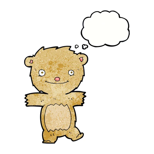 Cartoon teddy bear with thought bubble — Stock Vector