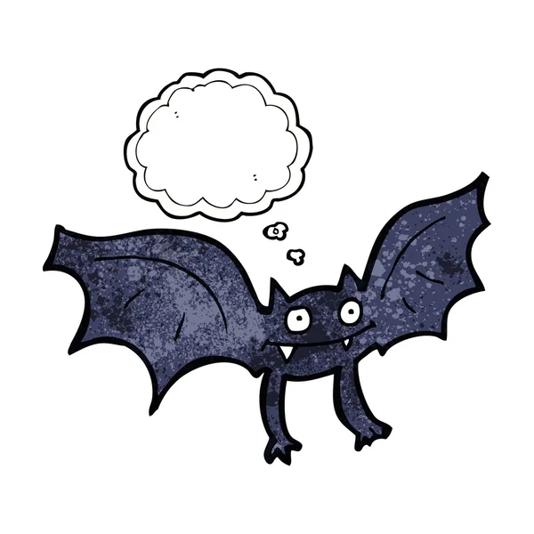 Morcego vampiro desenhos animados com bolha de pensamento — Vetor de Stock
