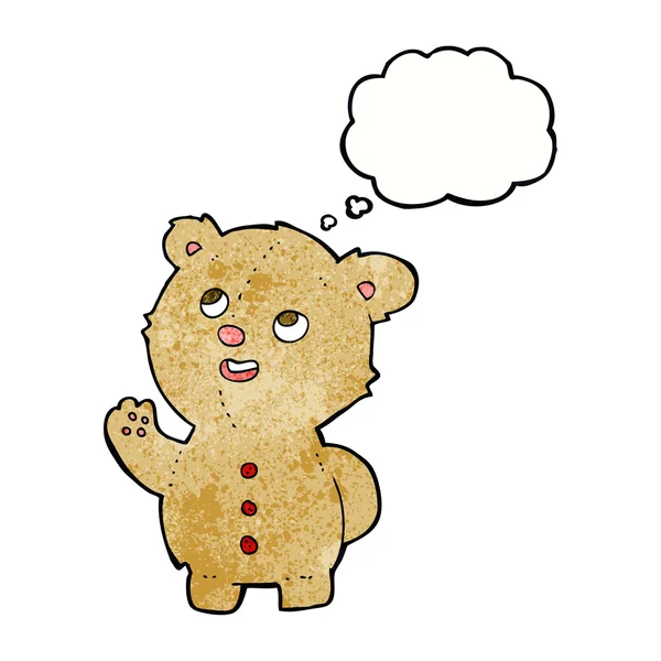 Urso de pelúcia acenando desenhos animados — Vetor de Stock