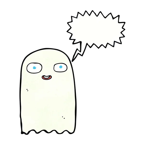 Divertente fantasma cartone animato con bolla di pensiero — Vettoriale Stock