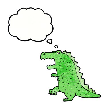 Düşünce baloncuklu karikatür dinozor