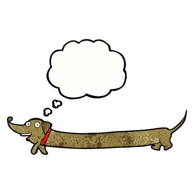 Düşünce baloncuklu çizgi film dachshund