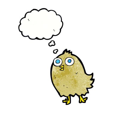 Düşünce baloncuklu mutlu kuş.