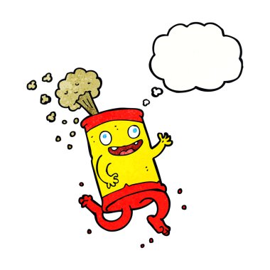 Düşünce baloncuklu karikatür çılgın soda kutusu