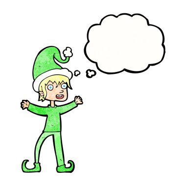 Düşünce baloncuğuyla Noel elfini heyecanlandıran çizgi film