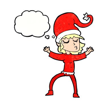 Noel Baba'nın yardımcı çizgi ile düşünce balonu