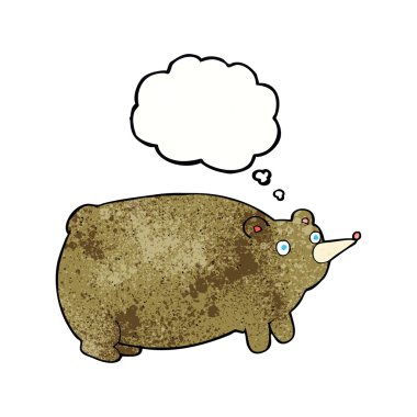 Düşünce baloncuklu komik çizgi film ayısı