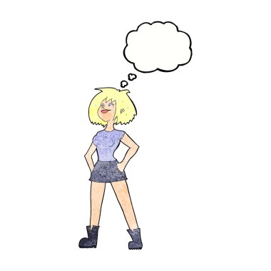 Düşünce balonu ile yetenekli kadın