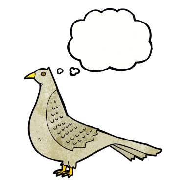 Düşünce baloncuklu çizgi film kuşu