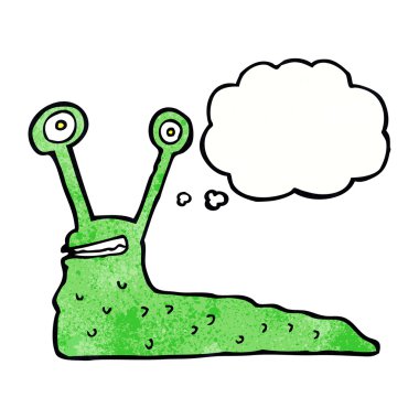 Düşünce baloncuklu çizgi film sümüklüböceği