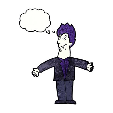 Düşünce baloncuğu olan vampir adam.