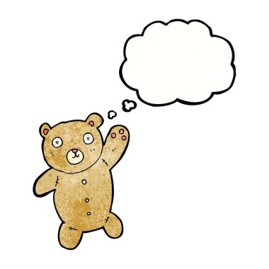 Düşünce baloncuklu şirin oyuncak ayı.