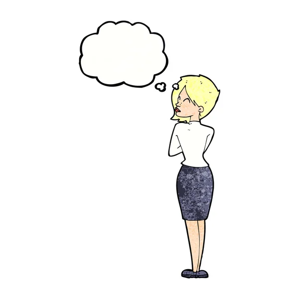 思考バブルを無視した漫画ビジネスの女性 — ストックベクタ