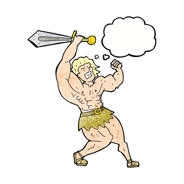 Cartoon barbarian hero — Stock Vector