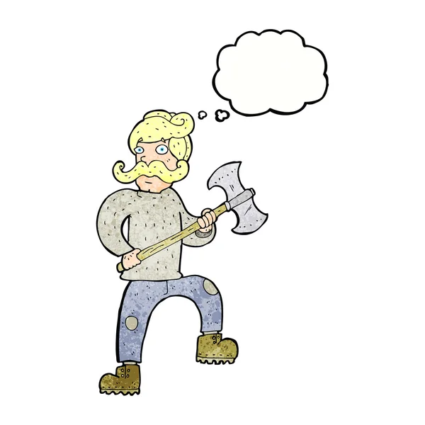 Cartoon man with axe — Stock Vector