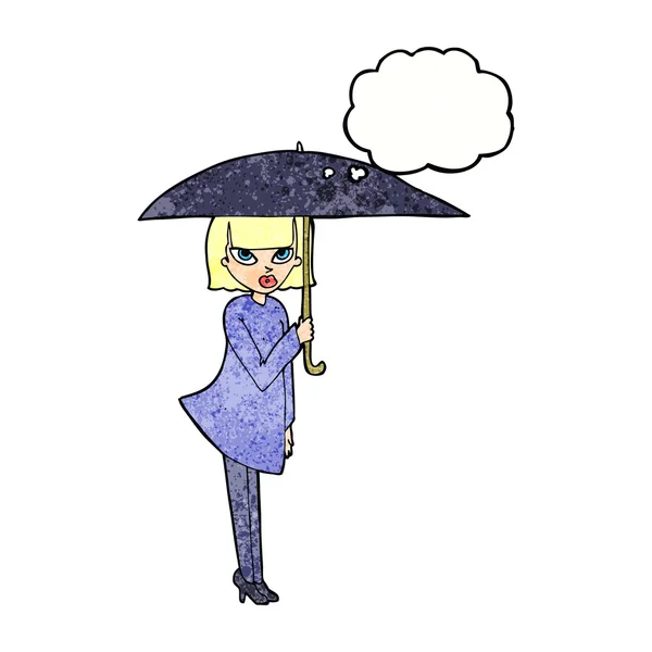 Cartoon woman with umbrella — Stock Vector