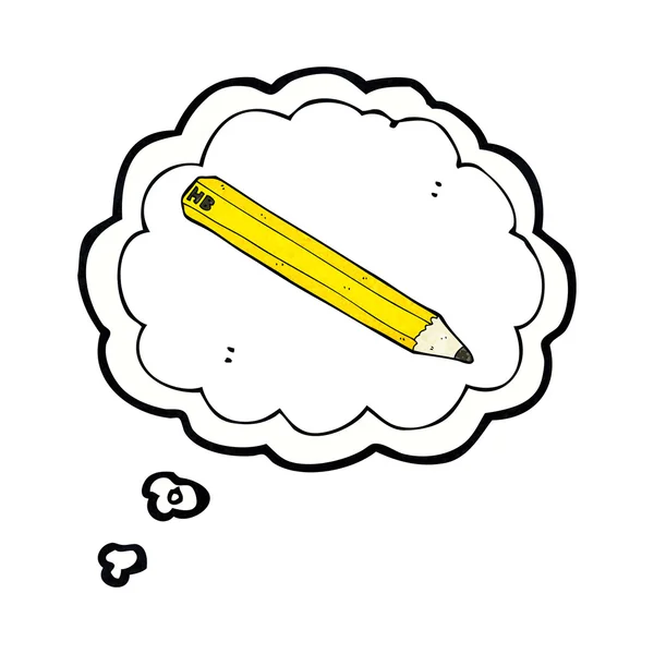 Cartoon pencil with thought bubble — Stock Vector