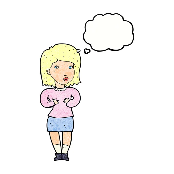 思考バブルで言い訳をする漫画の女性 — ストックベクタ