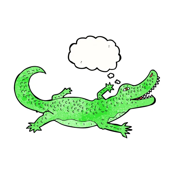 Crocodile dessin animé avec bulle de pensée — Image vectorielle