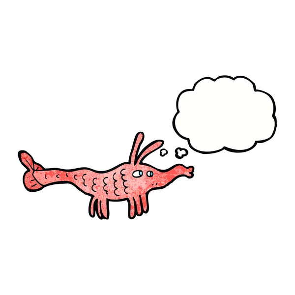 Crevettes dessin animé avec bulle de pensée — Image vectorielle