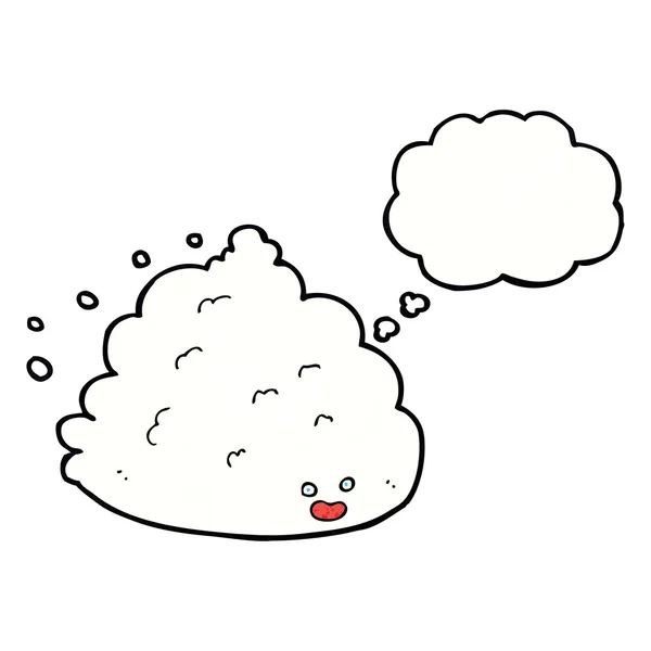 Cartoon wolk karakter met gedachte zeepbel — Stockvector